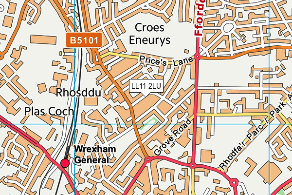 LL11 2LU map - OS VectorMap District (Ordnance Survey)