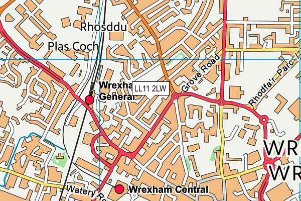 LL11 2LW map - OS VectorMap District (Ordnance Survey)