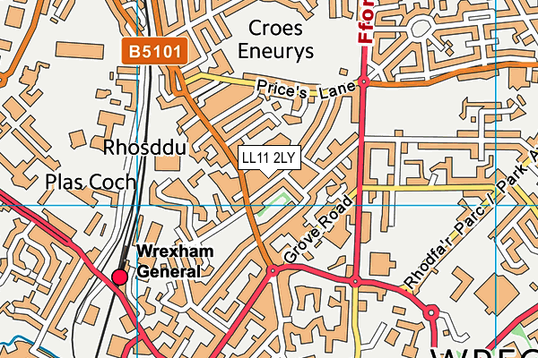 LL11 2LY map - OS VectorMap District (Ordnance Survey)