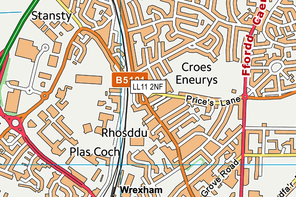LL11 2NF map - OS VectorMap District (Ordnance Survey)