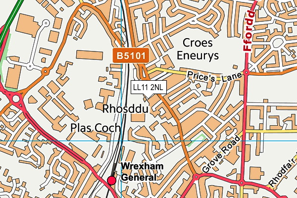 LL11 2NL map - OS VectorMap District (Ordnance Survey)