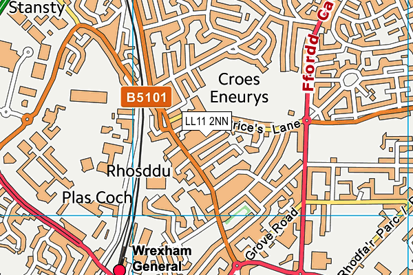 LL11 2NN map - OS VectorMap District (Ordnance Survey)