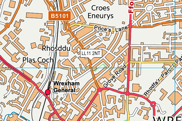LL11 2NT map - OS VectorMap District (Ordnance Survey)