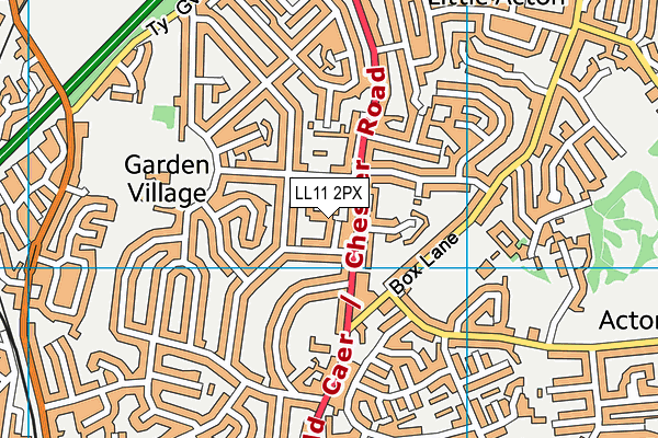LL11 2PX map - OS VectorMap District (Ordnance Survey)