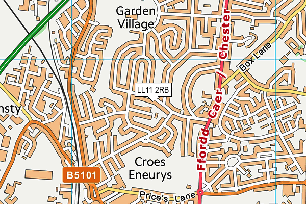 LL11 2RB map - OS VectorMap District (Ordnance Survey)