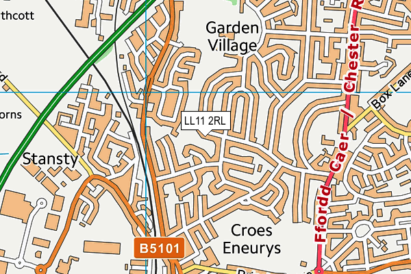 LL11 2RL map - OS VectorMap District (Ordnance Survey)