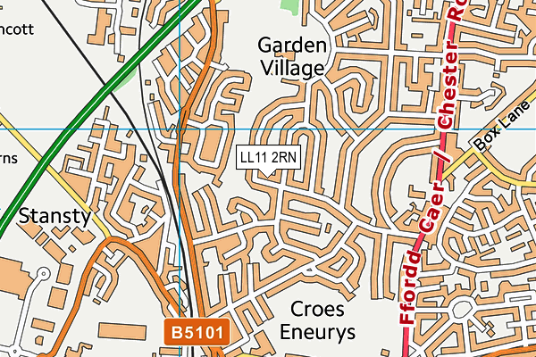 LL11 2RN map - OS VectorMap District (Ordnance Survey)