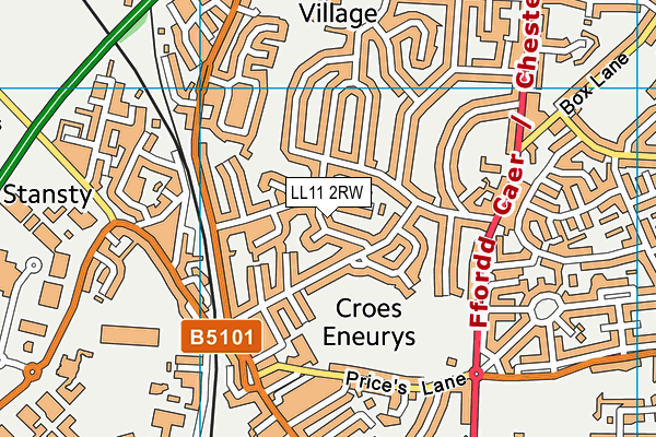 LL11 2RW map - OS VectorMap District (Ordnance Survey)