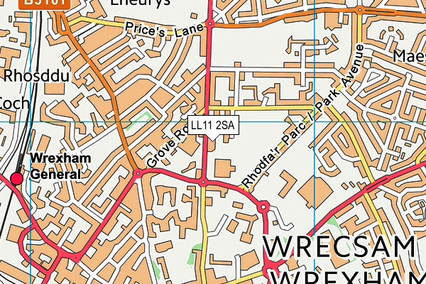 LL11 2SA map - OS VectorMap District (Ordnance Survey)