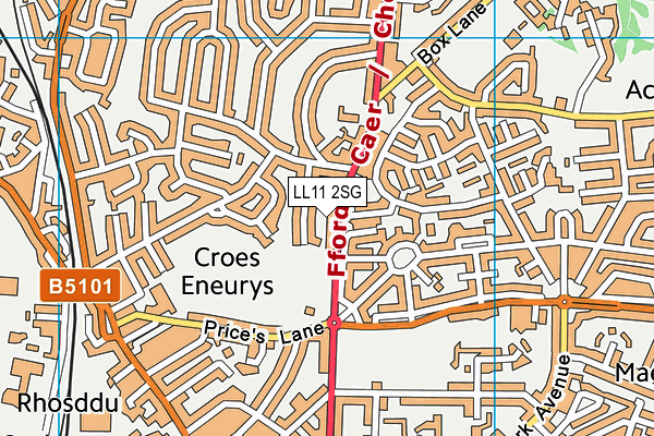 LL11 2SG map - OS VectorMap District (Ordnance Survey)