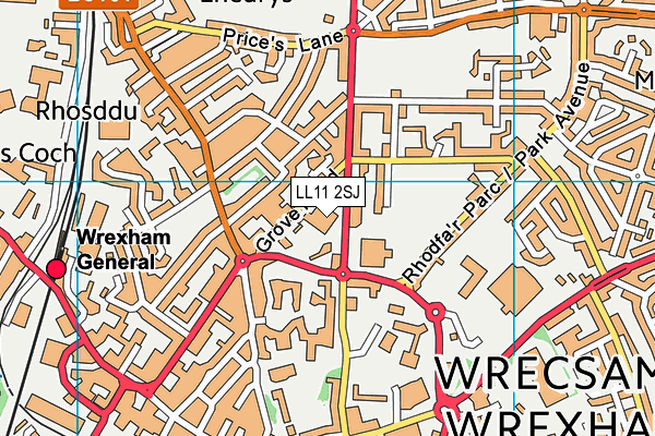 LL11 2SJ map - OS VectorMap District (Ordnance Survey)