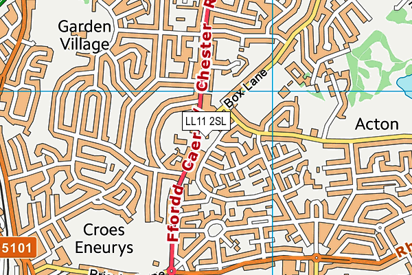 LL11 2SL map - OS VectorMap District (Ordnance Survey)