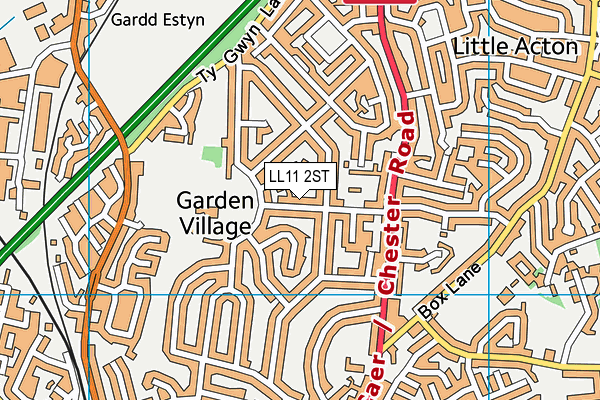 LL11 2ST map - OS VectorMap District (Ordnance Survey)