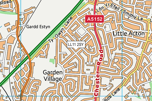 LL11 2SY map - OS VectorMap District (Ordnance Survey)