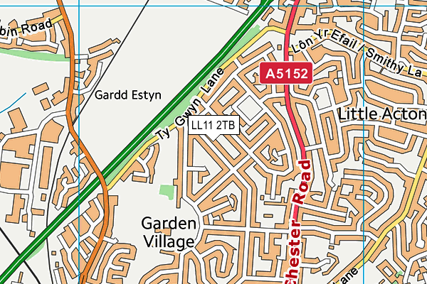 LL11 2TB map - OS VectorMap District (Ordnance Survey)