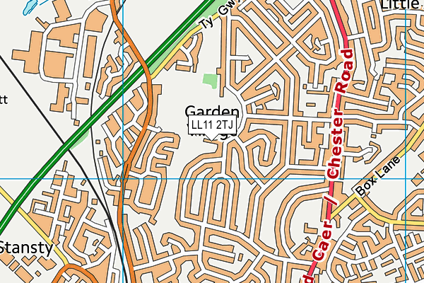 LL11 2TJ map - OS VectorMap District (Ordnance Survey)