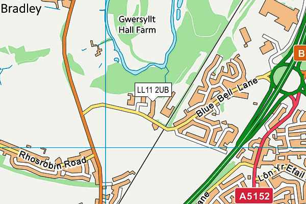 LL11 2UB map - OS VectorMap District (Ordnance Survey)