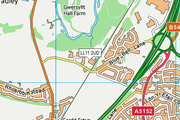 LL11 2UD map - OS VectorMap District (Ordnance Survey)