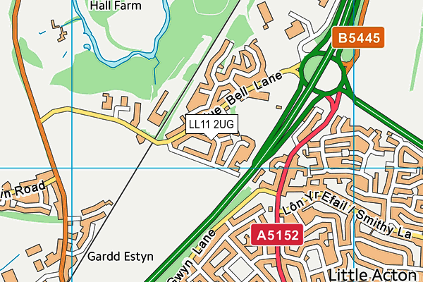 LL11 2UG map - OS VectorMap District (Ordnance Survey)