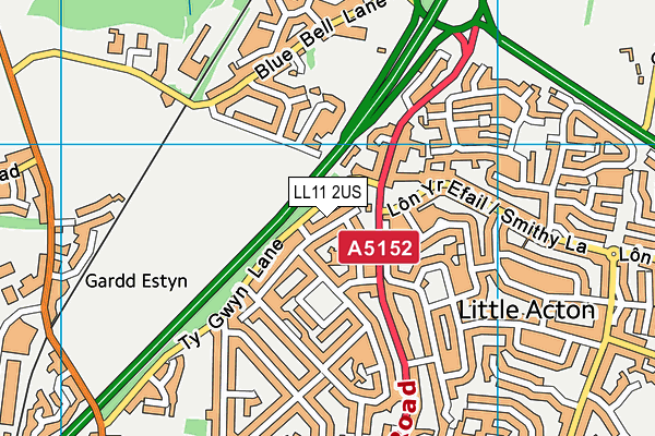 LL11 2US map - OS VectorMap District (Ordnance Survey)