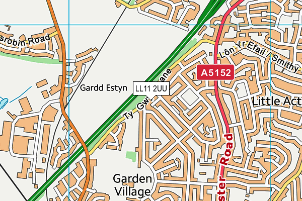 LL11 2UU map - OS VectorMap District (Ordnance Survey)