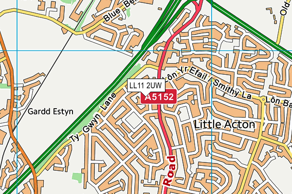 LL11 2UW map - OS VectorMap District (Ordnance Survey)