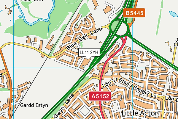 LL11 2YH map - OS VectorMap District (Ordnance Survey)