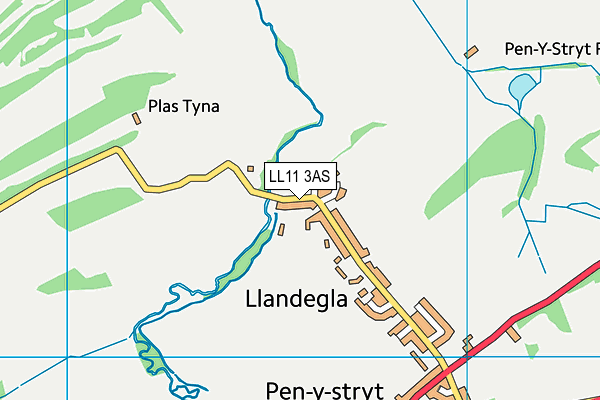 LL11 3AS map - OS VectorMap District (Ordnance Survey)