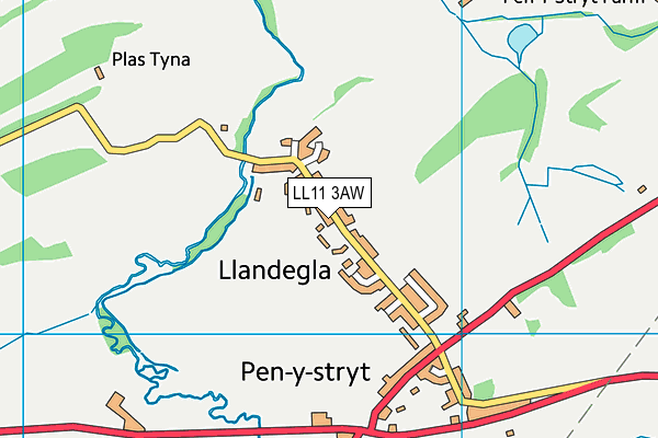 Ysgol Dyffryn Ial map (LL11 3AW) - OS VectorMap District (Ordnance Survey)