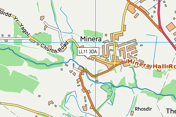 LL11 3DA map - OS VectorMap District (Ordnance Survey)