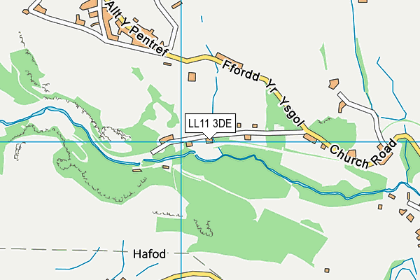 LL11 3DE map - OS VectorMap District (Ordnance Survey)