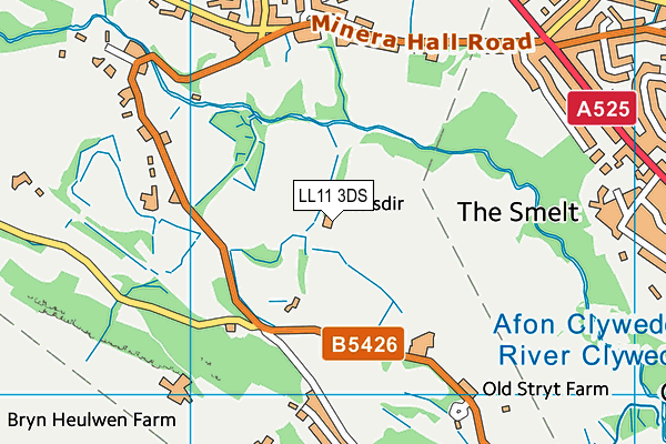 LL11 3DS map - OS VectorMap District (Ordnance Survey)