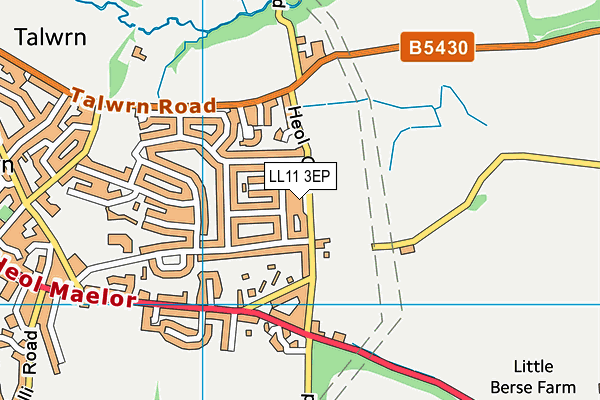 LL11 3EP map - OS VectorMap District (Ordnance Survey)
