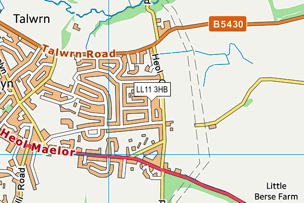 LL11 3HB map - OS VectorMap District (Ordnance Survey)