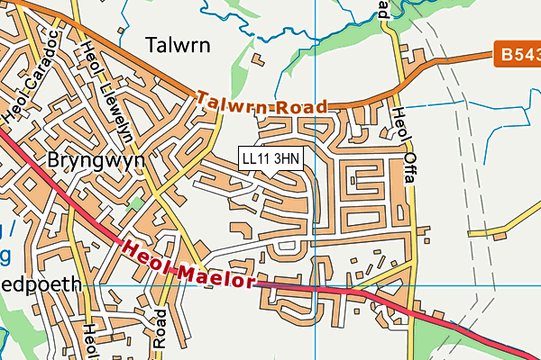 LL11 3HN map - OS VectorMap District (Ordnance Survey)
