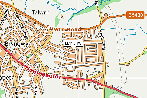 LL11 3HW map - OS VectorMap District (Ordnance Survey)
