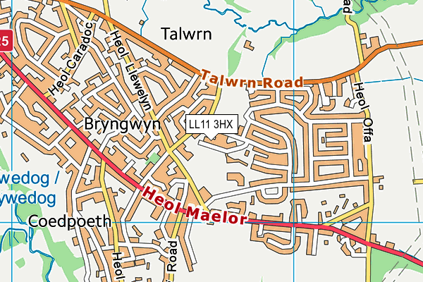 LL11 3HX map - OS VectorMap District (Ordnance Survey)
