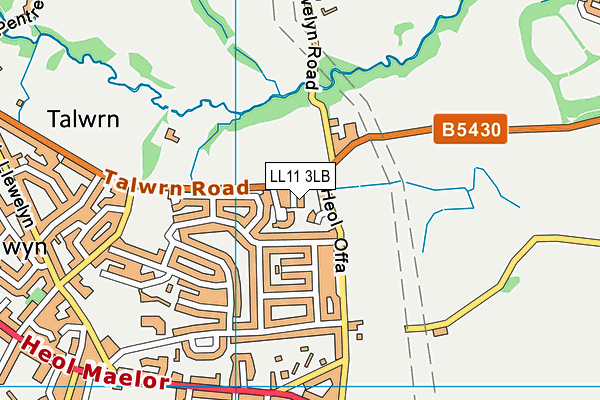 LL11 3LB map - OS VectorMap District (Ordnance Survey)