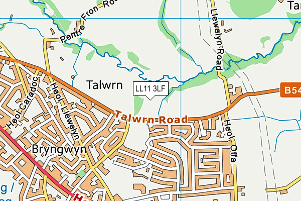 LL11 3LF map - OS VectorMap District (Ordnance Survey)