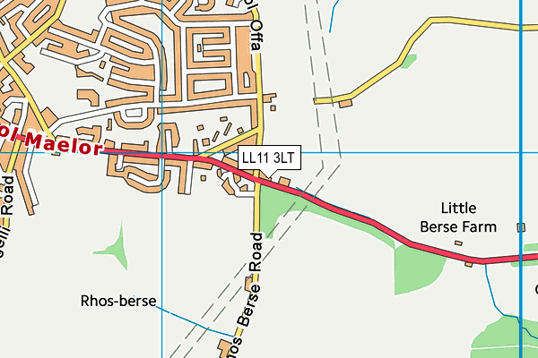 LL11 3LT map - OS VectorMap District (Ordnance Survey)