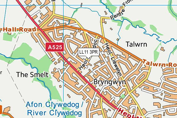 LL11 3PR map - OS VectorMap District (Ordnance Survey)