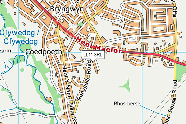 LL11 3RL map - OS VectorMap District (Ordnance Survey)