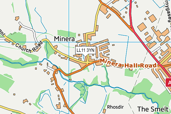 LL11 3YN map - OS VectorMap District (Ordnance Survey)