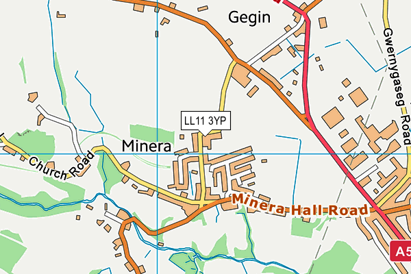 LL11 3YP map - OS VectorMap District (Ordnance Survey)