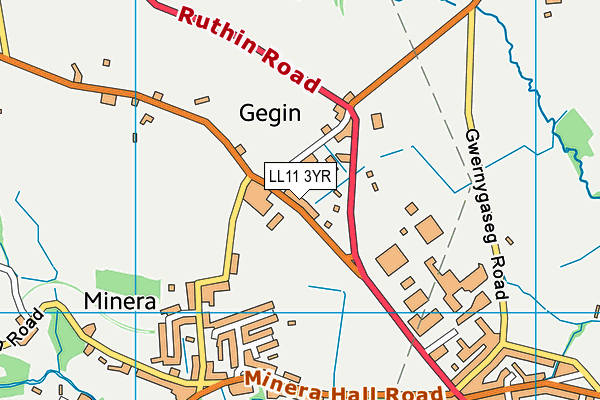LL11 3YR map - OS VectorMap District (Ordnance Survey)