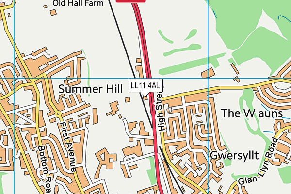 LL11 4AL map - OS VectorMap District (Ordnance Survey)