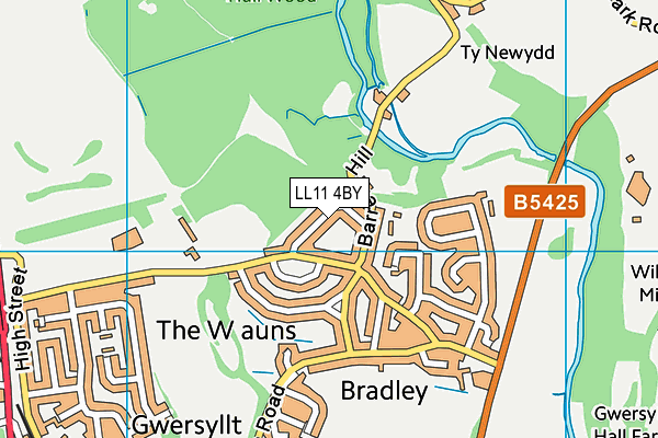 LL11 4BY map - OS VectorMap District (Ordnance Survey)