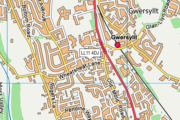 LL11 4DJ map - OS VectorMap District (Ordnance Survey)