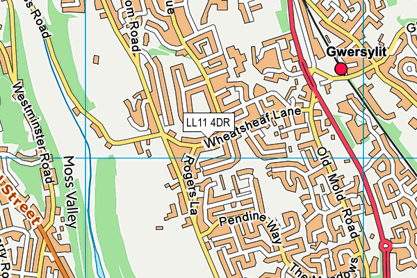 LL11 4DR map - OS VectorMap District (Ordnance Survey)