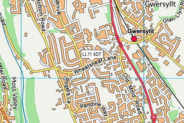 LL11 4DT map - OS VectorMap District (Ordnance Survey)